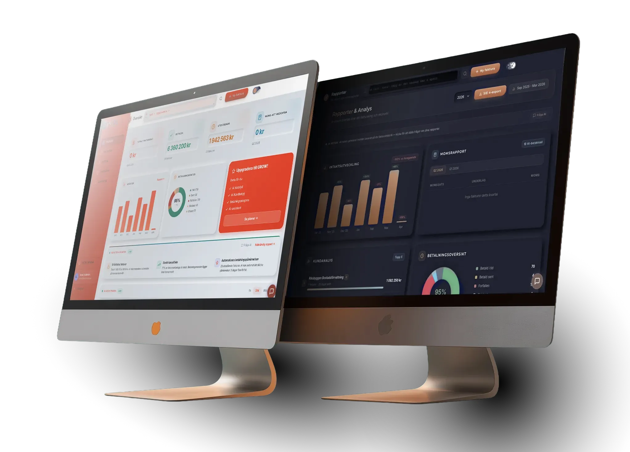 IntelInvoiceAI — Ljust och morkt tema sida vid sida
